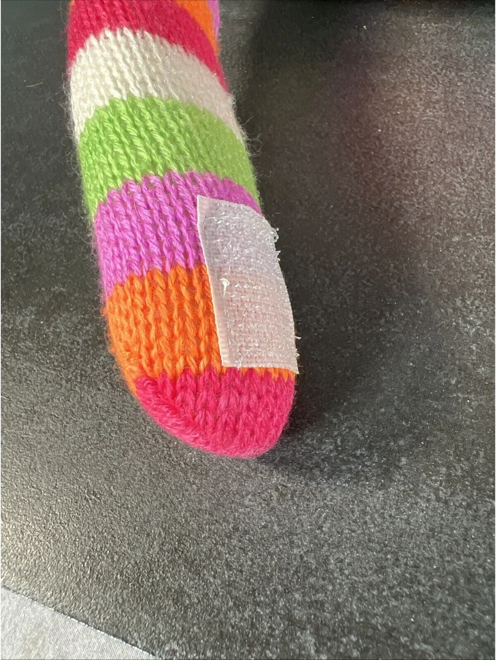 Sock Monkey Knit Pink Orange Green Stripe Clown Hat 20